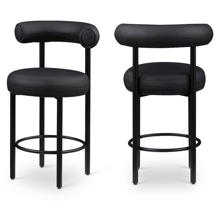 Meridian Furniture Bordeaux Vegan Leather Counter Stool, Set of 2