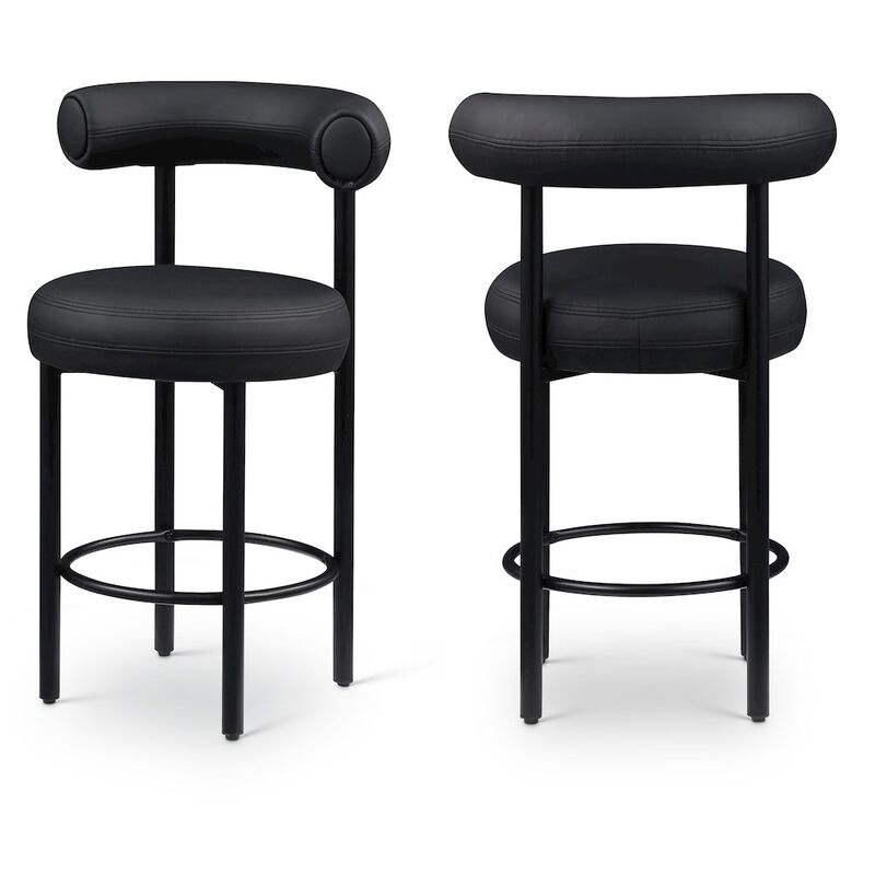 Meridian Furniture Bordeaux Vegan Leather Counter Stool, Set of 2