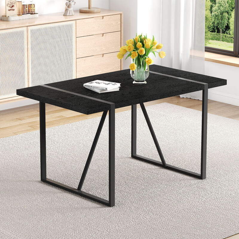 GOODSILO Rustic Industrial Rectangular Dining Table for 4 to 6 People, Thick Sturdy Tabletop with Durable Support Legs, Perfect for Kitchen, Dining Room and Living Room Spaces image number 2