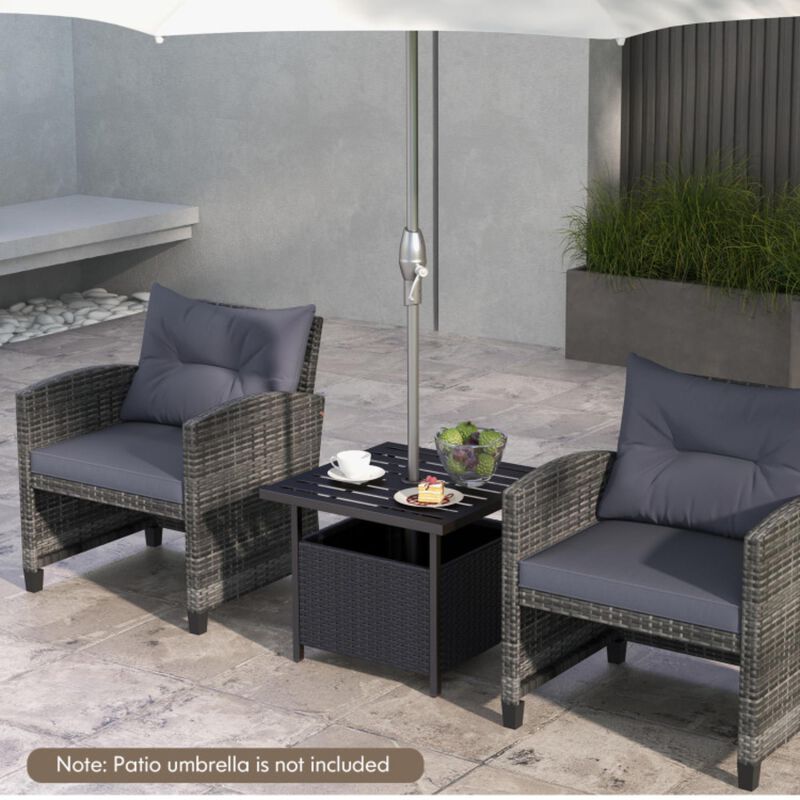 Hivvago Outdoor Patio Rattan Wicker Steel Side Deck Table