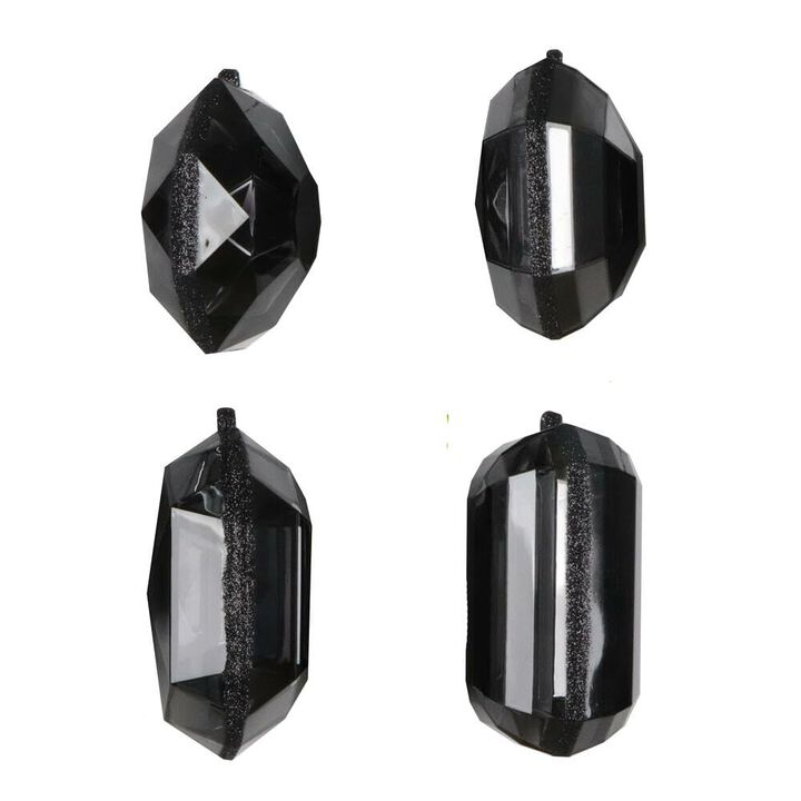 Vickerman 4-5" Black Jewel Glitter Ornament Assorted, Includes 4 Pieces per Bag