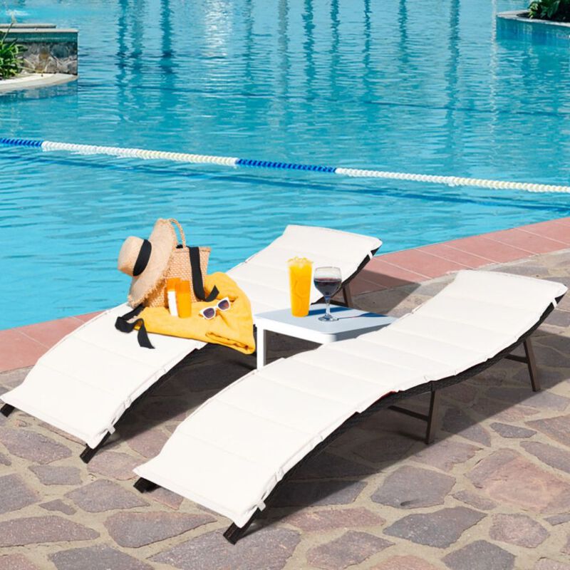 2Pcs Folding Patio Lounger Chair image number 2