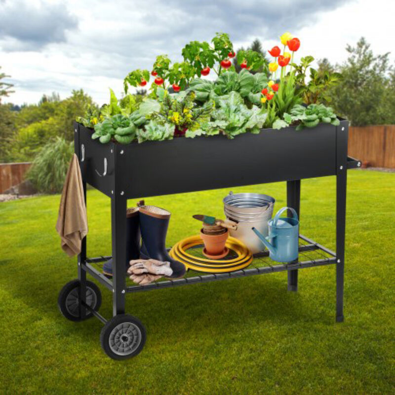 Outdoor Raised Planter Box with Legs – Galvanized Metal Garden Bed for Patio, Balcony, or Yard