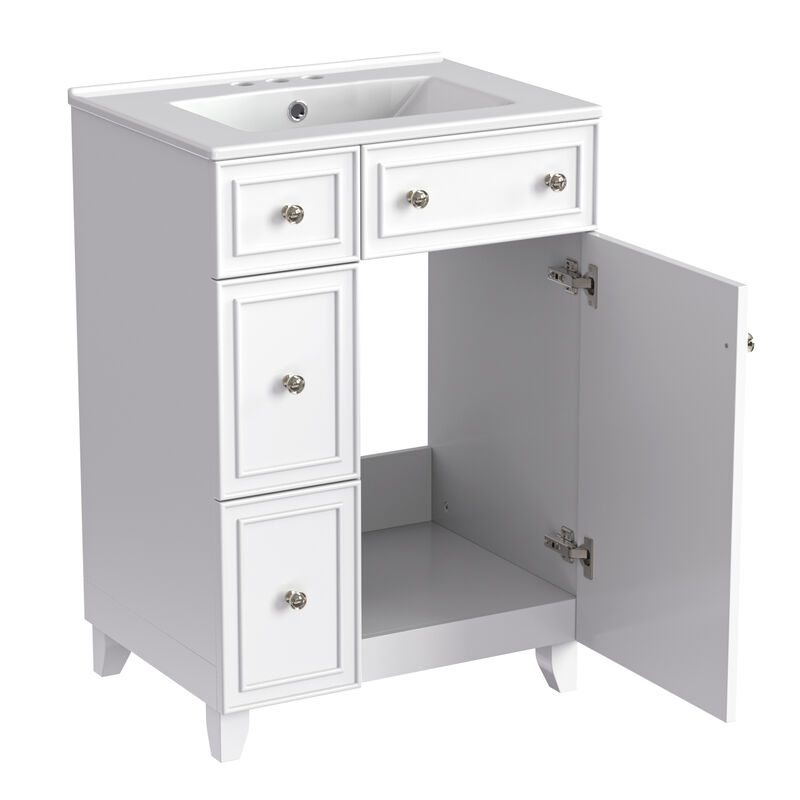 24-Inch Bathroom Vanity Cabinet with space-saving Ceramic Sink