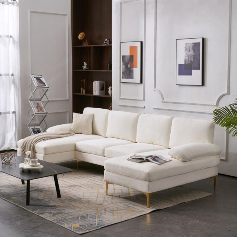 U-Shaped 4-Seat Modular Sofa – Spacious Indoor Seating for Living Room with Customizable Configuration