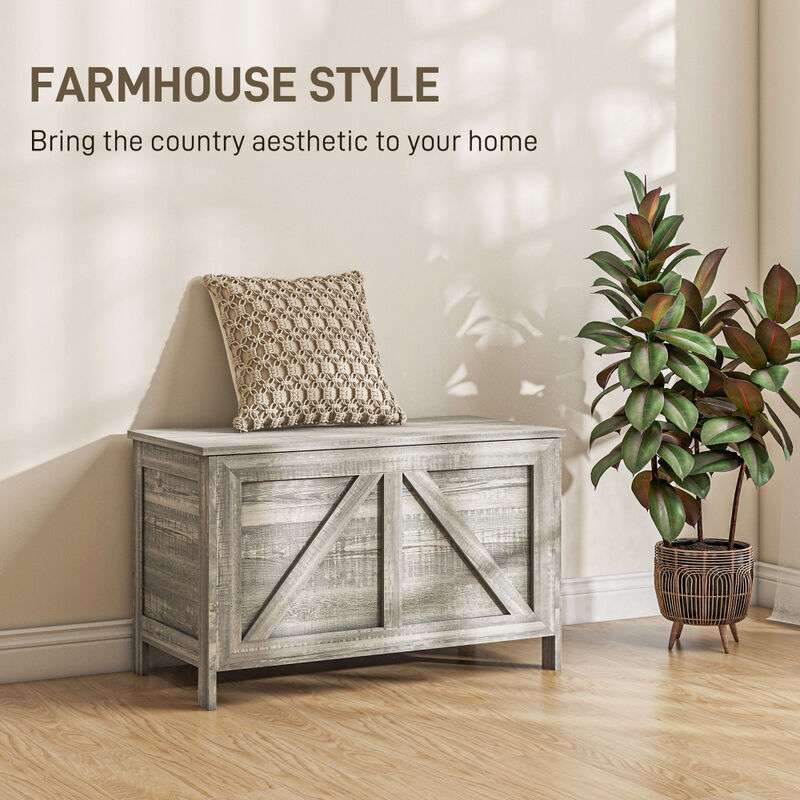 Farmhouse Style Grey Storage Bench For Entryway image number 7