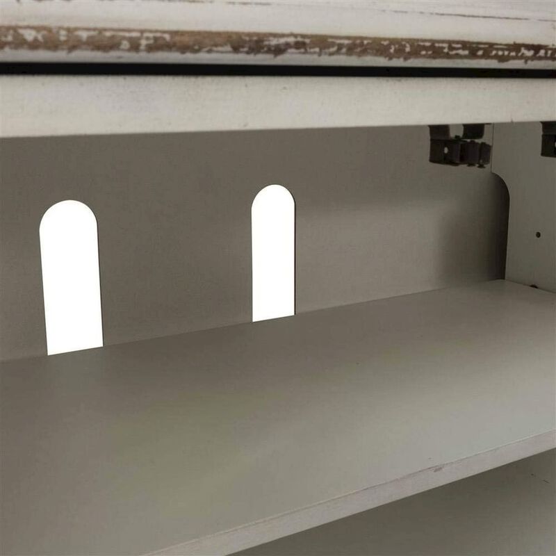 Liberty Furniture Antique White TV Console with Drawer and 4 Cabinets for Rustic Decor Use image number 5