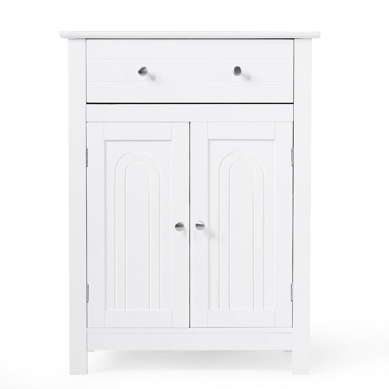 Costway Bathroom Storage Cabinet Free Standing Large Drawer W/Adjustable Shelf White