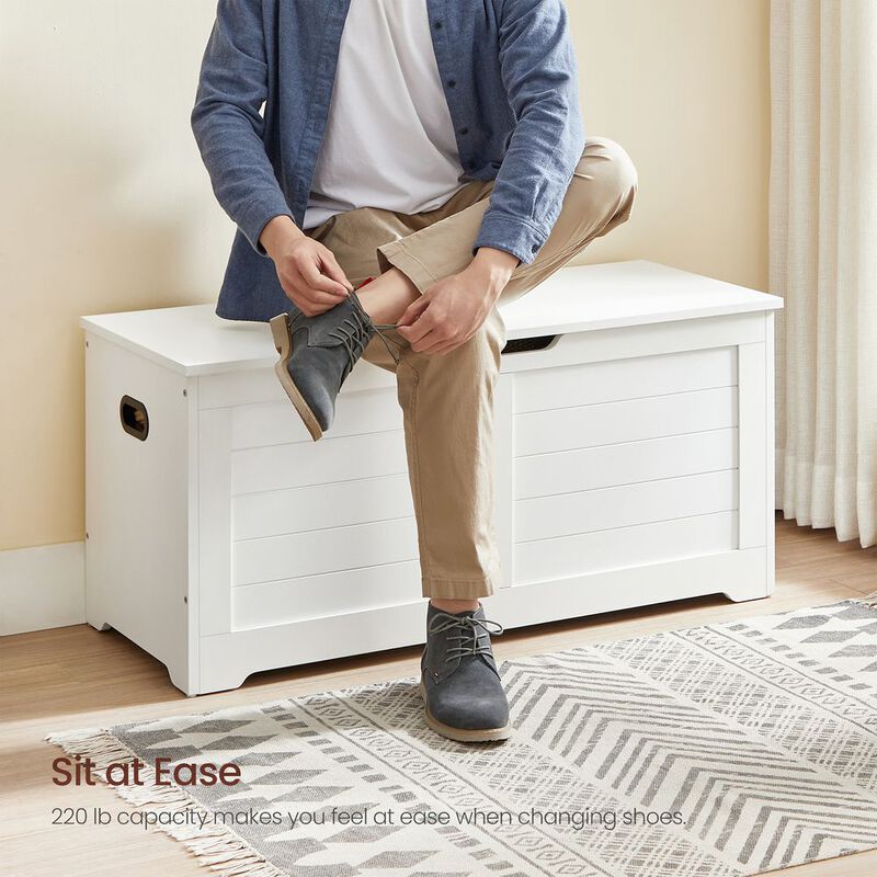 Storage Bench Trunk with 2 Soft-Close Hinges &ndash; Secure Lid Chest for Clothes, Pillows, or Playroom Use