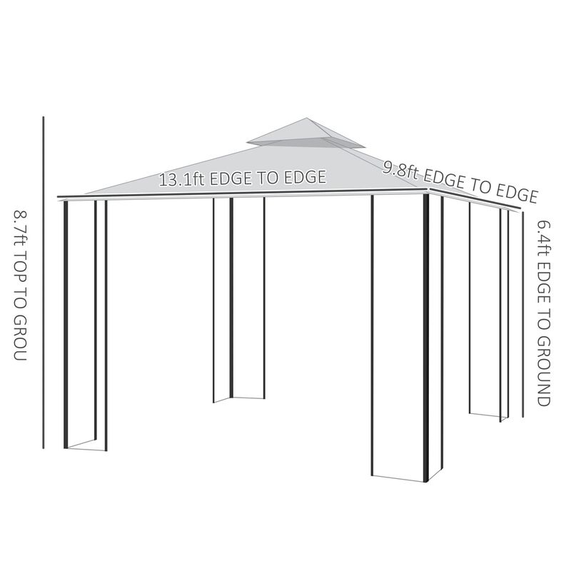 10' x 13' Outdoor Soft Top Gazebo Pergola with Curtains, 2-Tier Steel Frame Gazebo for Patio, Sage Grey image number 2