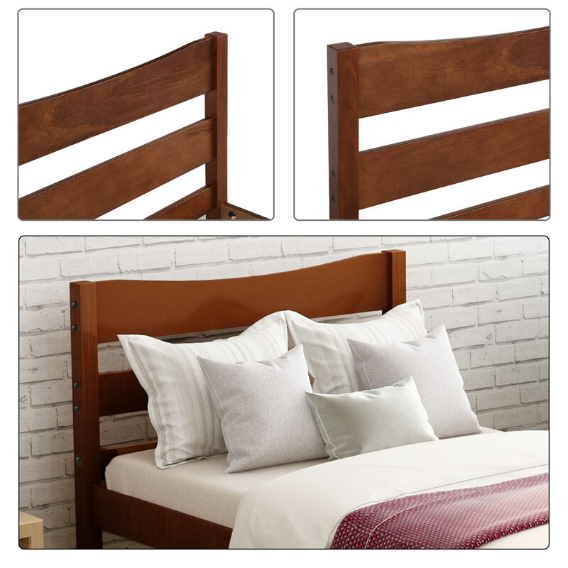 Streamdale Twin Size Wood Platform Bed With Headboard And Wooden Slat Support