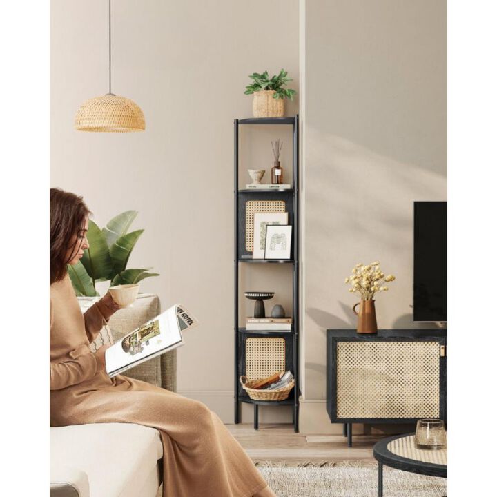 5-Tier Corner Shelf Stand with Polyrattan Sides