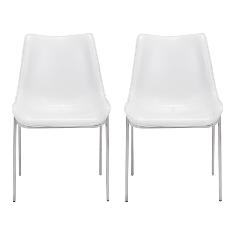 Set of 2 Upholstered Faux Leather Open Back Dining Side Chairs for Kitchen or Dining