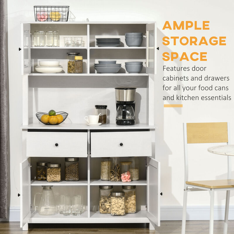 Hivvago Kitchen Storage Cabinet with Glass Doors and Drawers image number 3