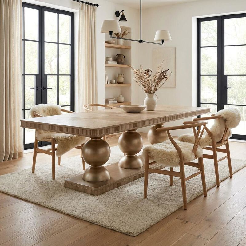 Michael Amini West Kensington Rectangular Dining Table - Sea Salt Caramel image number 2