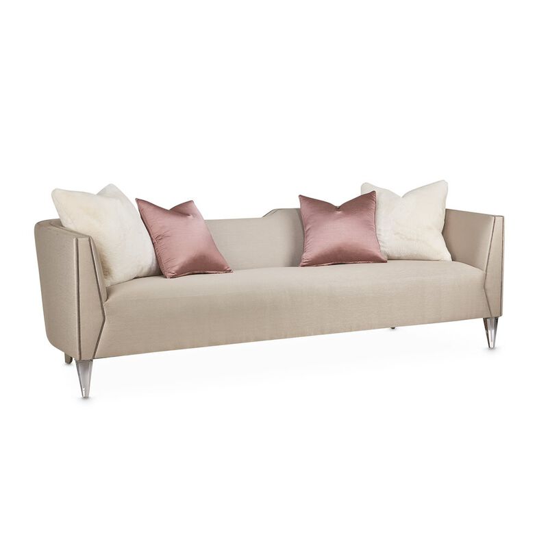 Michael Amini Linea Sofa - Metallic/Silver Mist