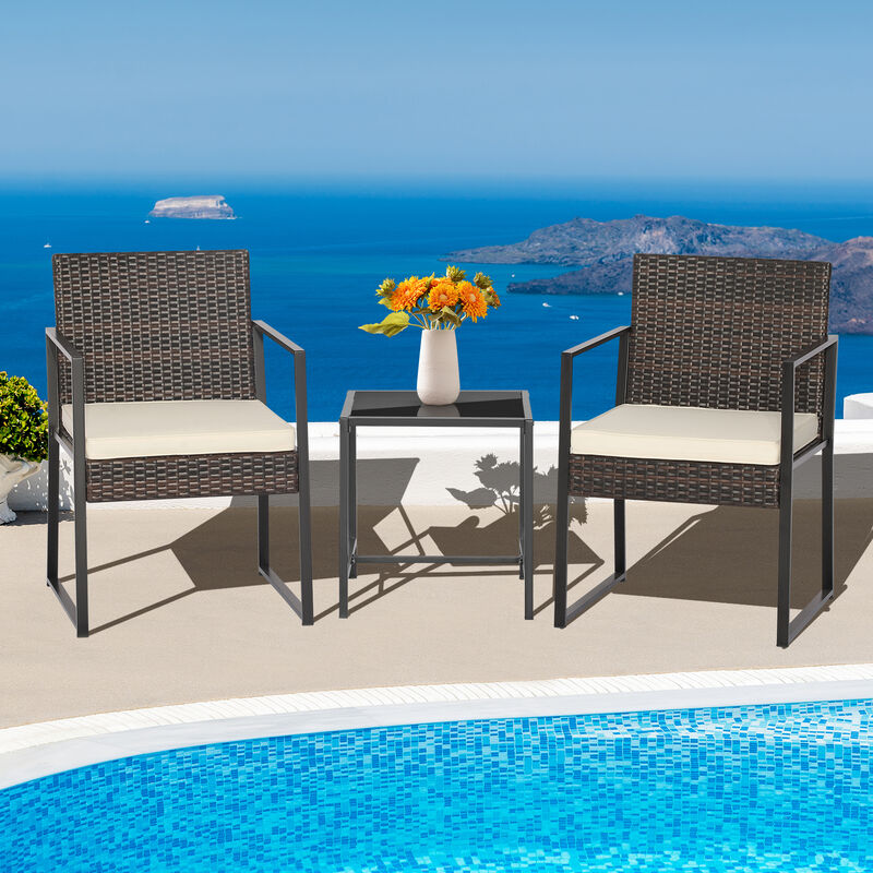 3 Pieces Modern Heavy Duty Patio Furniture Set with Coffee Table