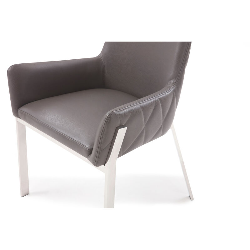 Robin Modern Grey Bonded Leather Dining Chair image number 2