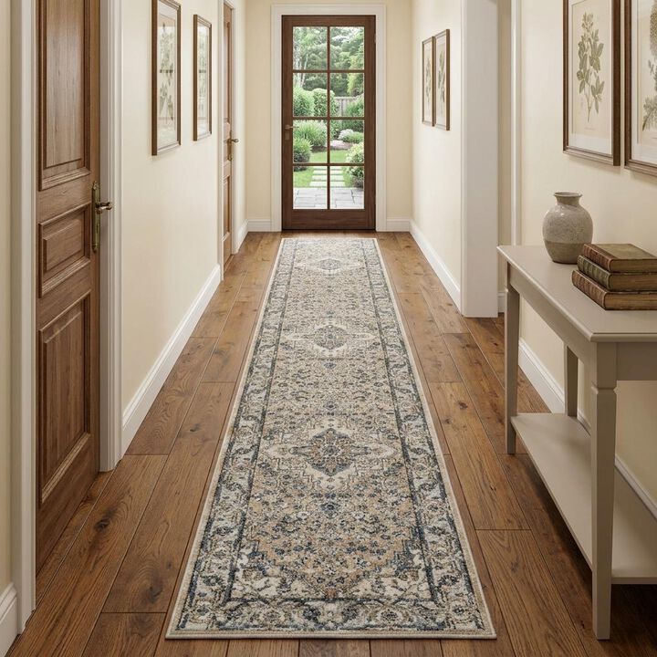 HomeRoots Medallion Distressed Runner Rug