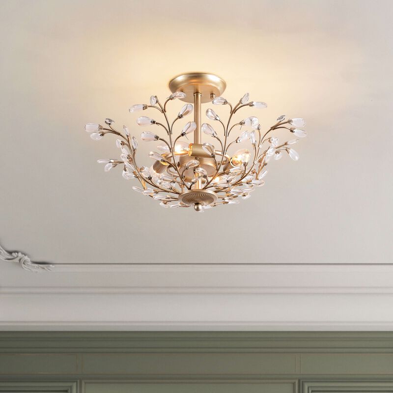 Freya Brushed Champagne Silver 4-light Crystal Bud 8-Branch Semi-Flush Mount image number 8