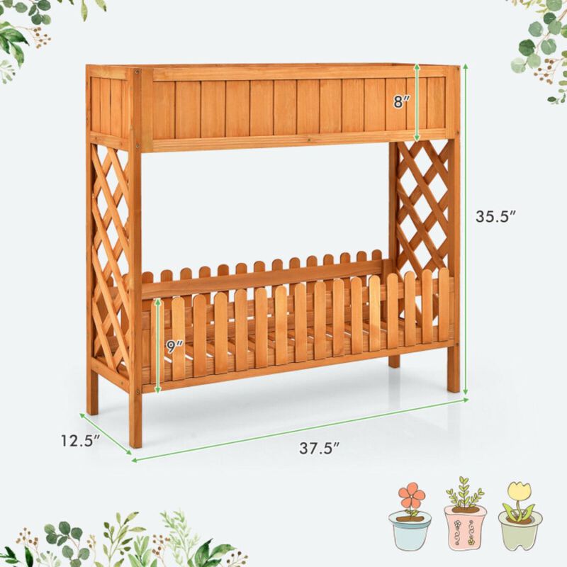Hivvago 2-Tier Raised Garden Bed Elevated Wood Planter Box for Vegetable Flower Herb
