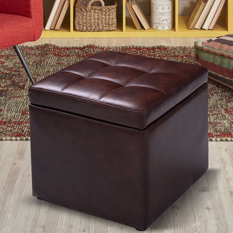 Foldable Cube Ottoman Pouffe Storage Seat image number 1