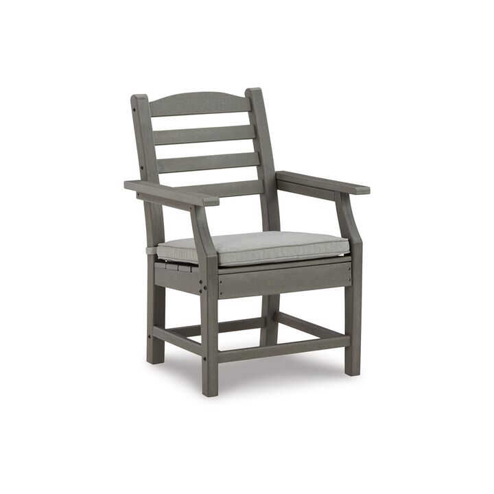 Clio 25 Inch Outdoor Arm Chair, Set of 2, Gray Frame, Polyester Fabric-Benzara