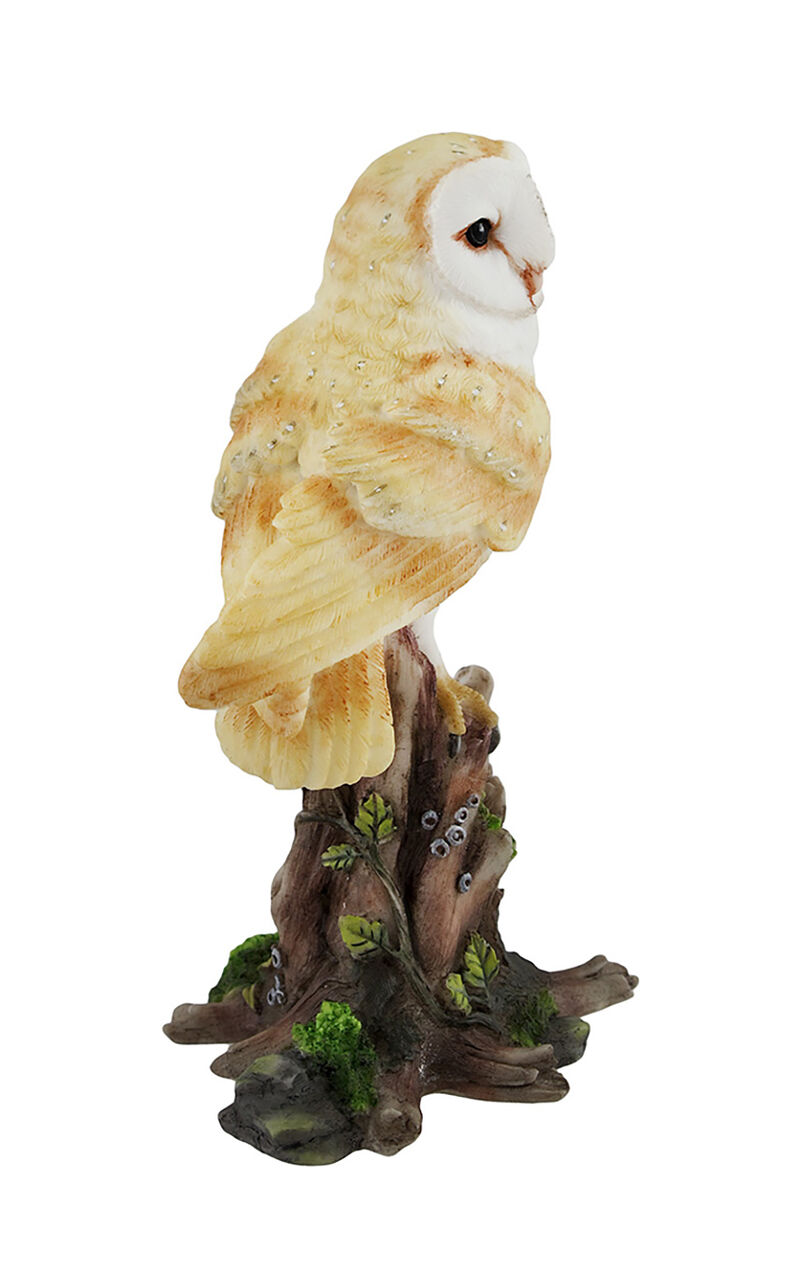 Barn Owl Vigilantly Perched on Tree Stump Statue image number 2