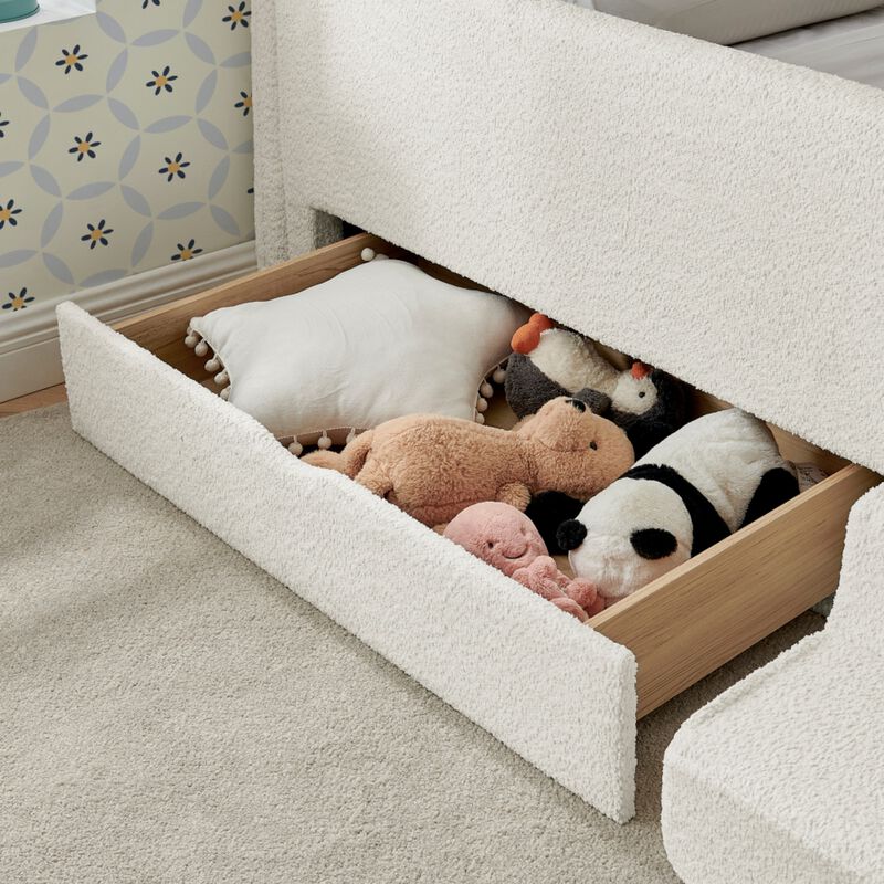 Josmok Multi-Functional Boucle Upholstered Toddler Bed image number 4