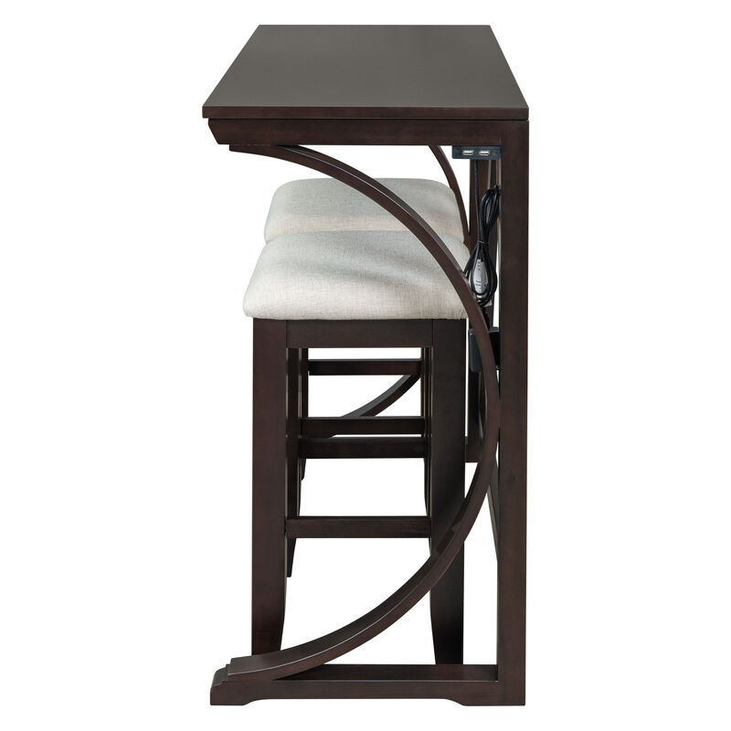 Merax 3-Piece Counter Height Dining Table Set with USB image number 6
