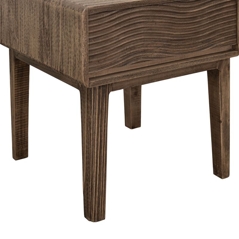 Oly Side End Table, 1 Drawer, Rustic Natural Brown Melina Wood 23 Inch