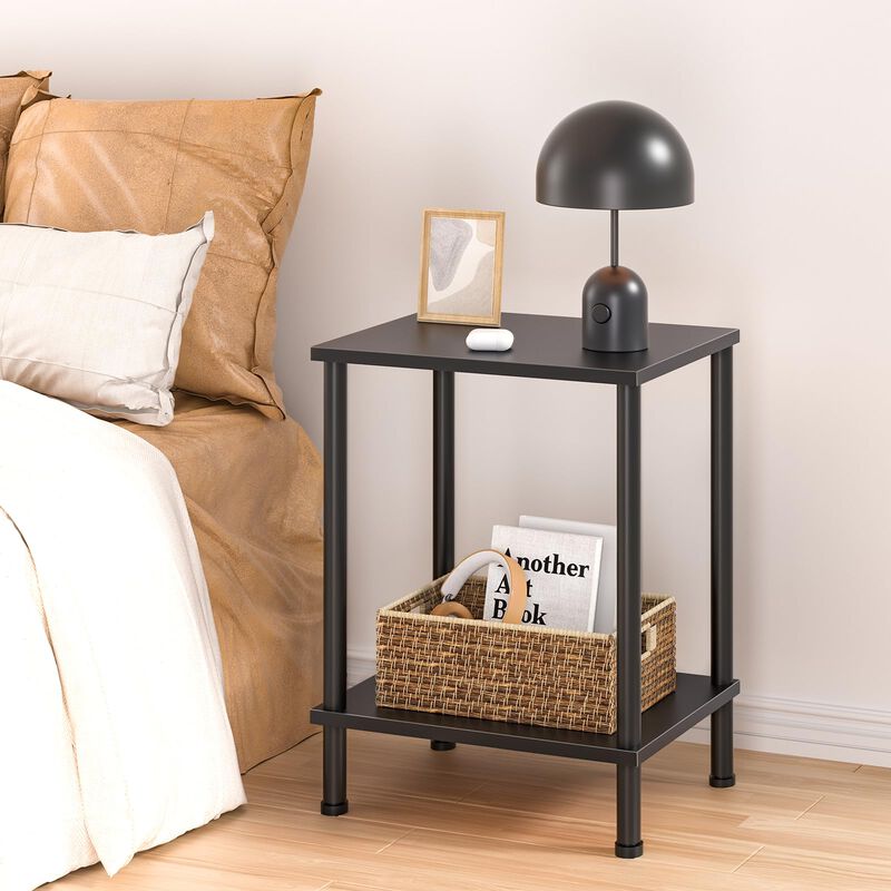 YUFAM End Table Set of 2,Small Side Table,2-Tier Nightstand with Storage Shelf,Sofa Bedside Table for Small Space in Living Room