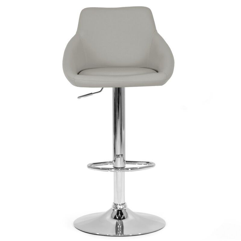 Glamour Home Set of 2 Alani Ashy Gray Adjustable Height Swivel Bar Stool in Faux Leather