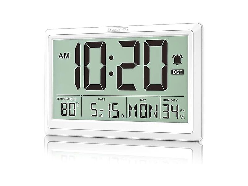 10 Inch Digital Wall Clock Battery Operated Large Calendar Indoor Temperature No image number 0
