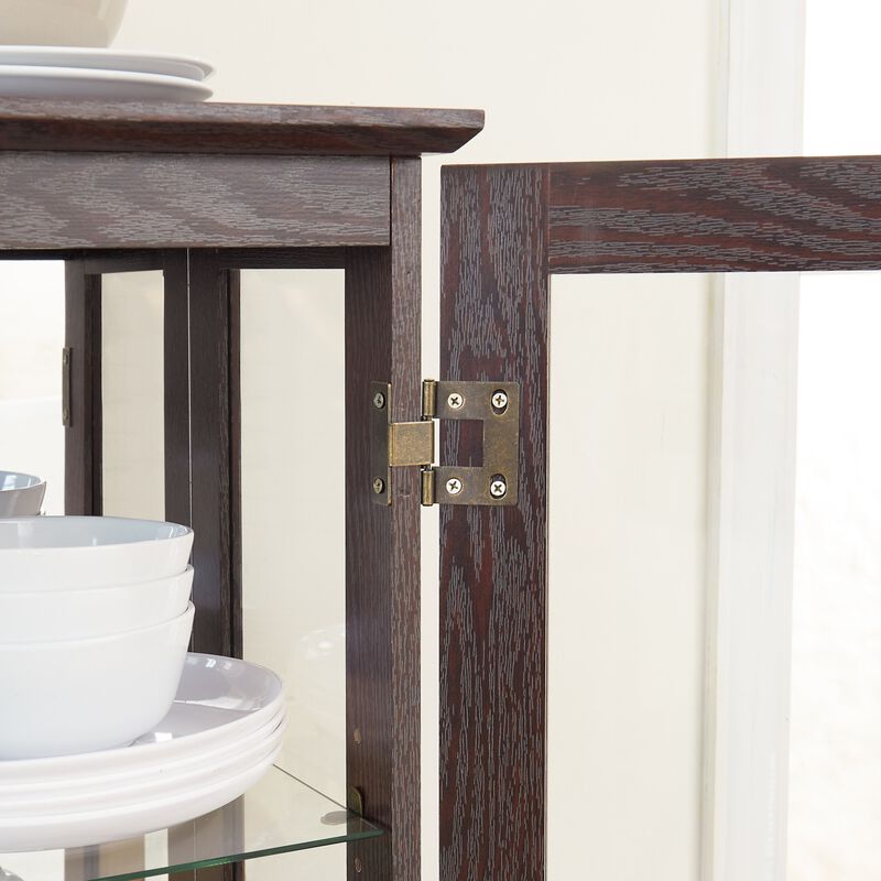 25.98 in. Display Cabinet with 1 Drawer and 2 Glass Doors