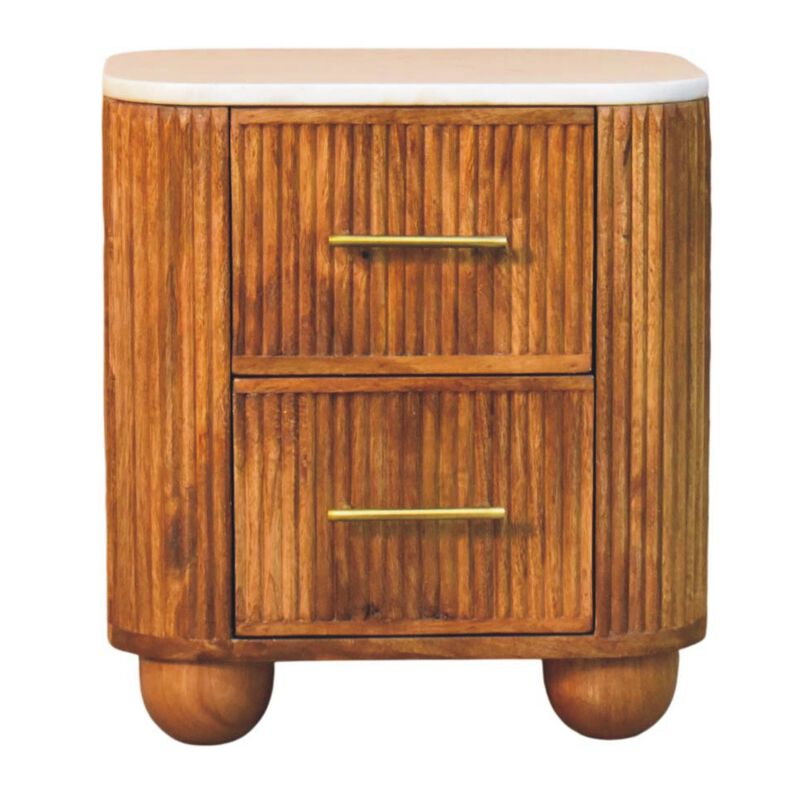 Artisan Furniture Solid Wood Marble Crest Bedside, 2 Drawers, Brown image number 0