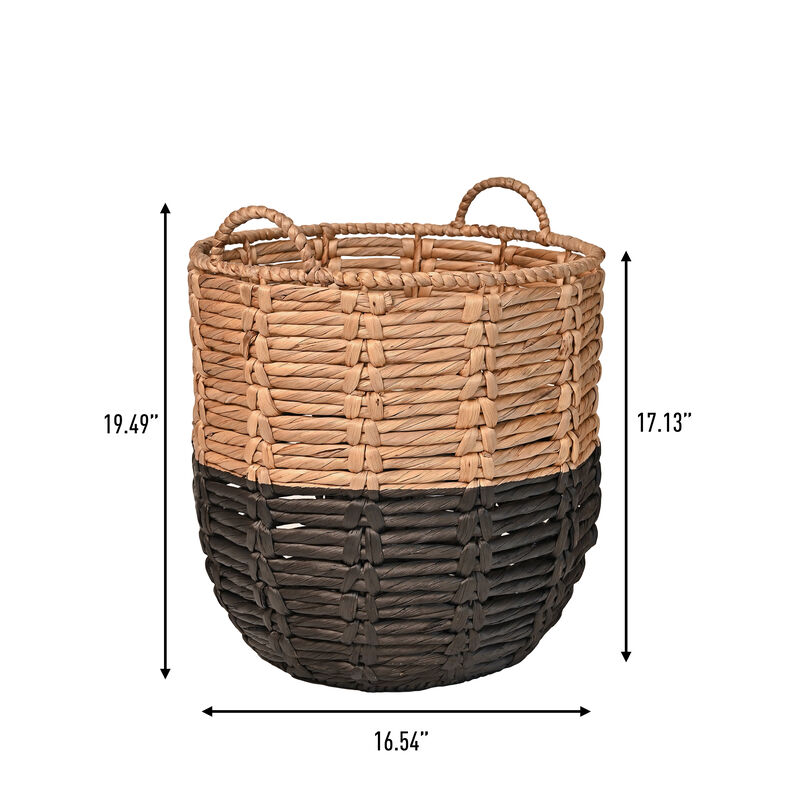 Laurel 19.49" Bohemian Handwoven Abaca Hamper Basket with Handles