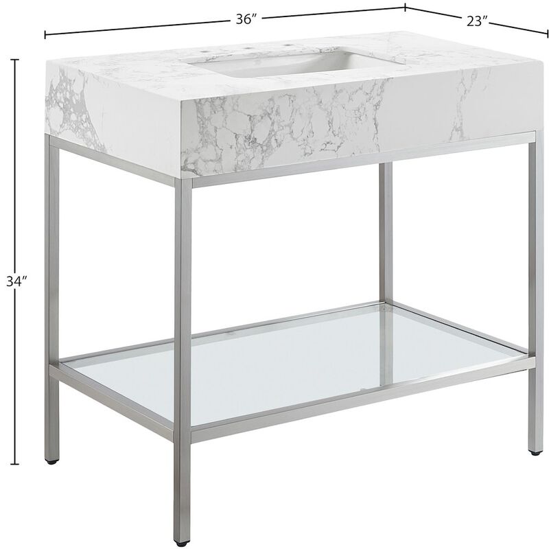 Meridian Furniture Marmo White Engineered Marble Bathroom Vanity