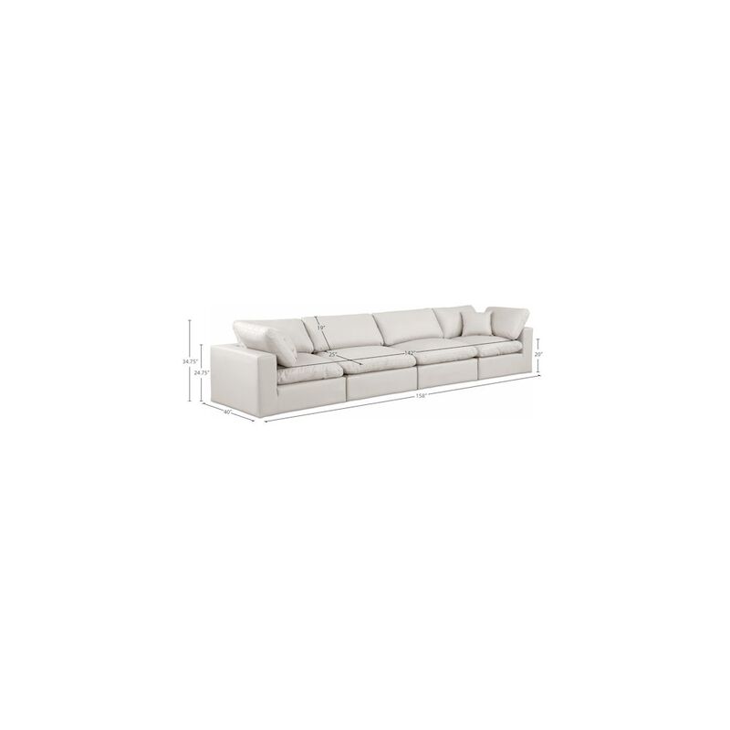Meridian Furniture Comfy Cream Vegan Leather Modular Sofa