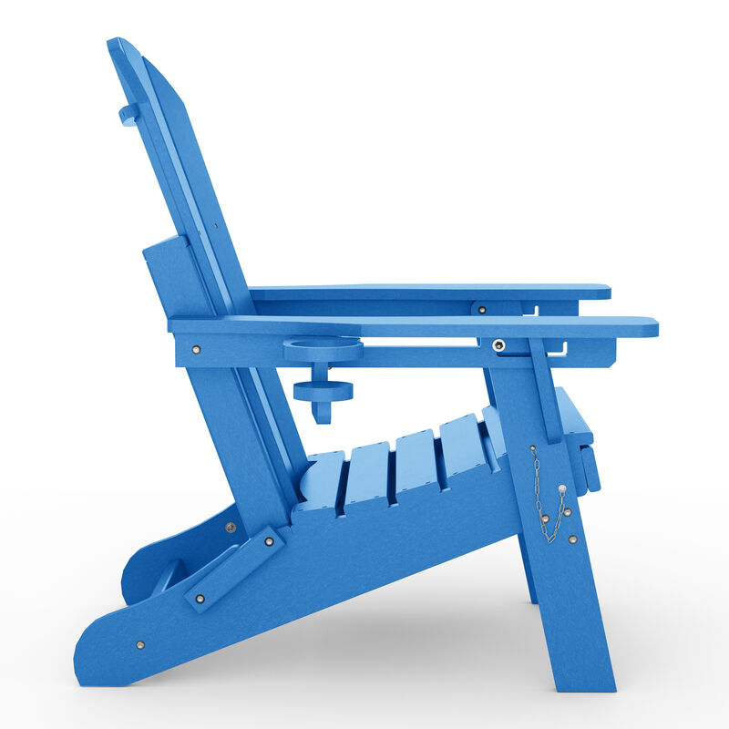 WestinTrends Folding Adjustable Adirondack Chair with Retractable Ottoman and Cup Holder (Set of 2) image number 3