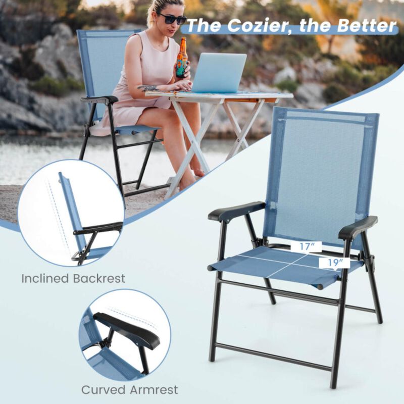 Hivvago 2 Set of Patio Dining Chair with Armrests and Metal Frame