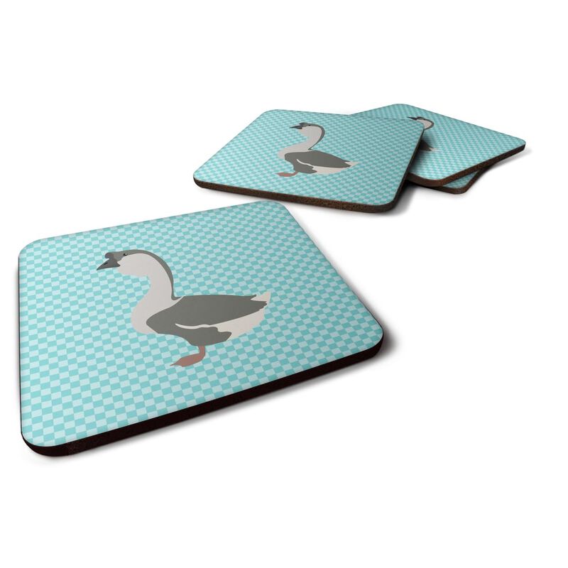 Caroline's Treasures African Goose Blue Check Decorative coasters, 3.5, Multicolor