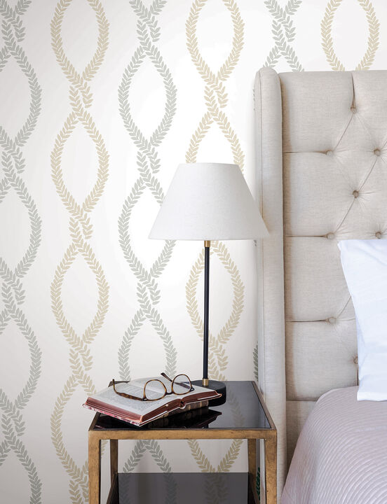 Laureate Neutral Vine Trellis Wallpaper