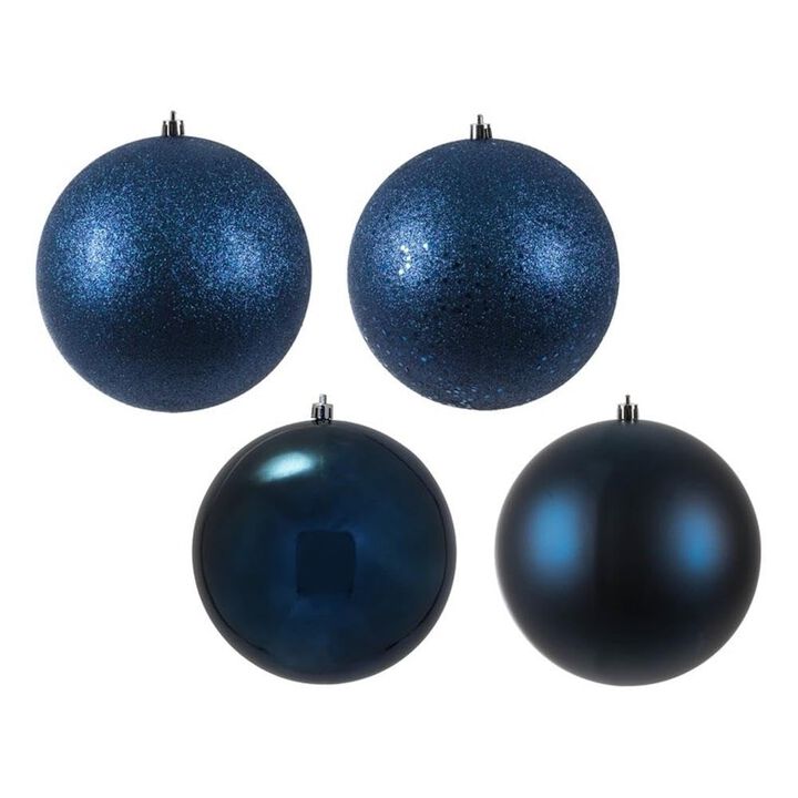 Vickerman 6" 4-Finish Ball Ornament Assortment in Midnight Blue (Set of 4)