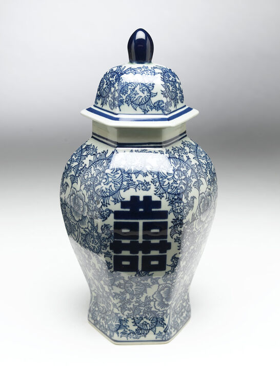 AA Importing 59741 Antiqued Pale Green And Blue Ginger Jar With Lid
