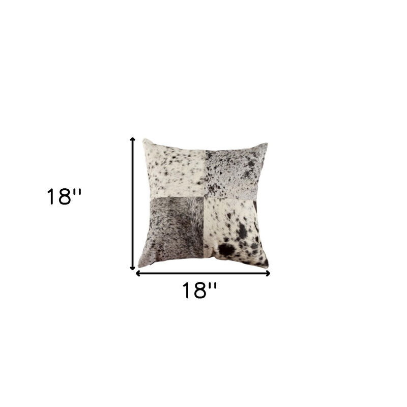 HomeRoots Set of Two 18" Black and White Cowhide Throw Pillows image number 4