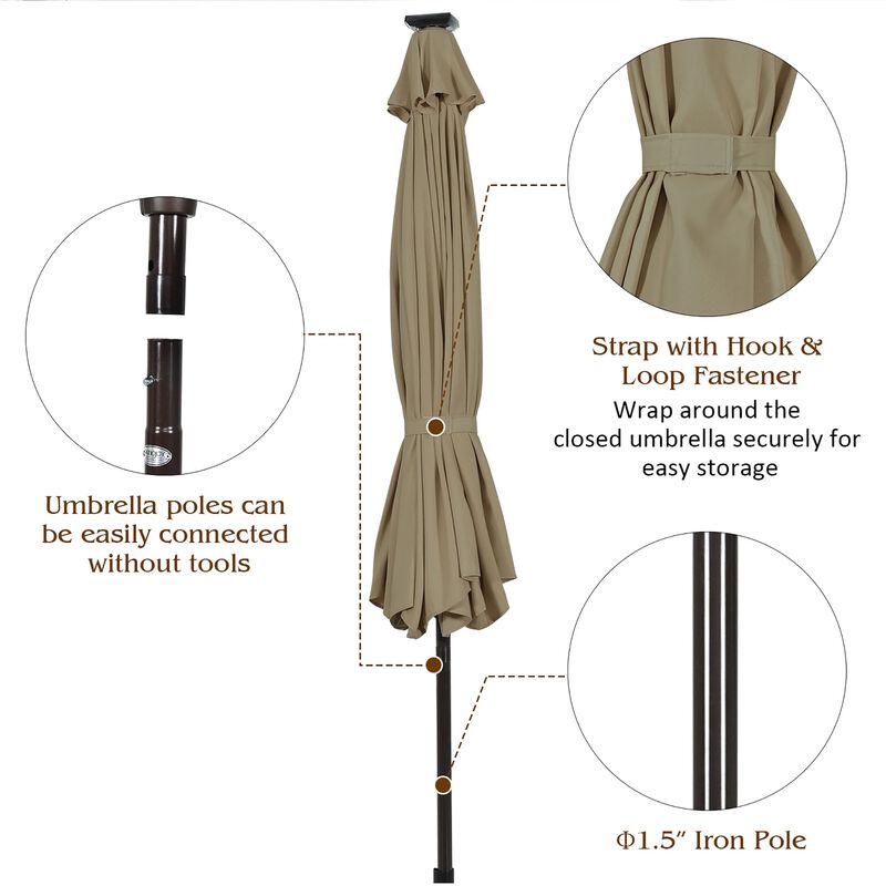 Mondawe 10 Feet Outdoor Patio Umbrella with Bright Solar LED Lights