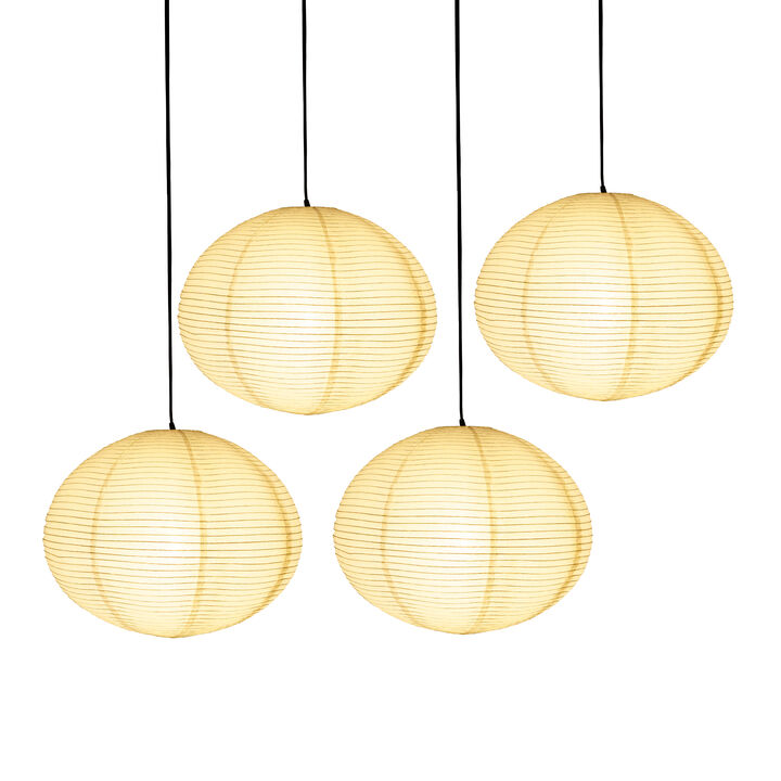 Brightech Jupiter 4-Pack LED Pendant Lamp Set - Japanese-Inspired Rice Paper Hanging Lights with Iron Accents - Plug-In with 20ft Cord, Smart Outlet Compatible for Zen Ambiance in Bedroom, Nursery
