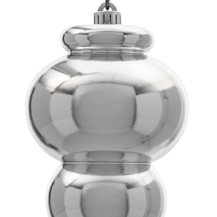 Vickerman 14" Silver Shiny Finial Ornament - Shatterproof Plastic and UV Resistant Material - Ready to Hang - Reliable and Durable - Unique Christmas Tree Ornament