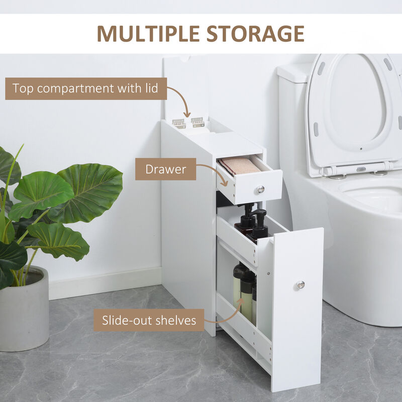 HOMCOM Bathroom Floor Organizer Freestanding Space-saving Narrow Storage Cabinet